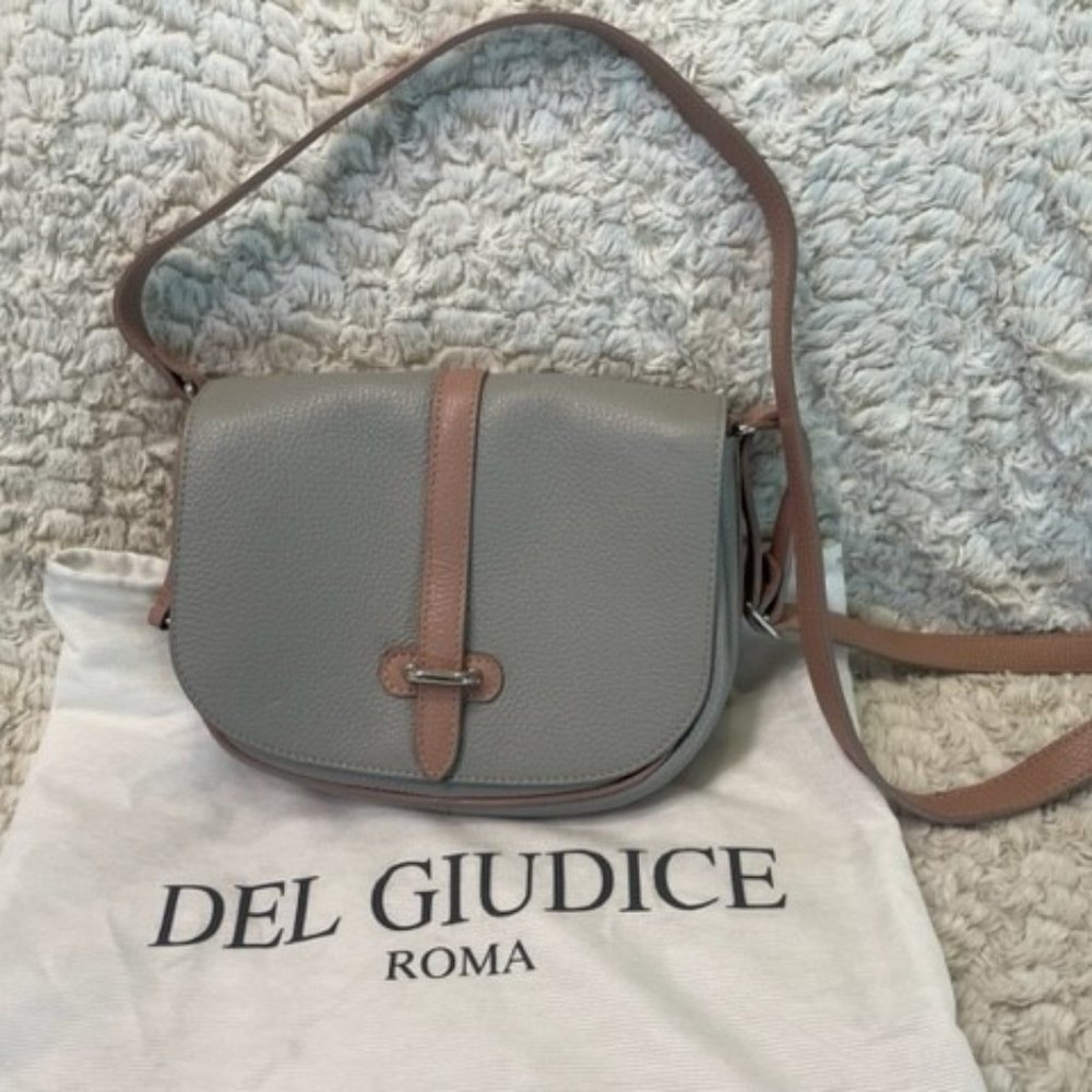 Del Giudice Roma - Crossbody Bag "Bea" Grey with Rose Trim